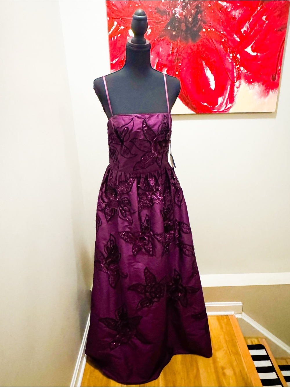 Adrianna Papell Purple Embroidered Maxi Dress